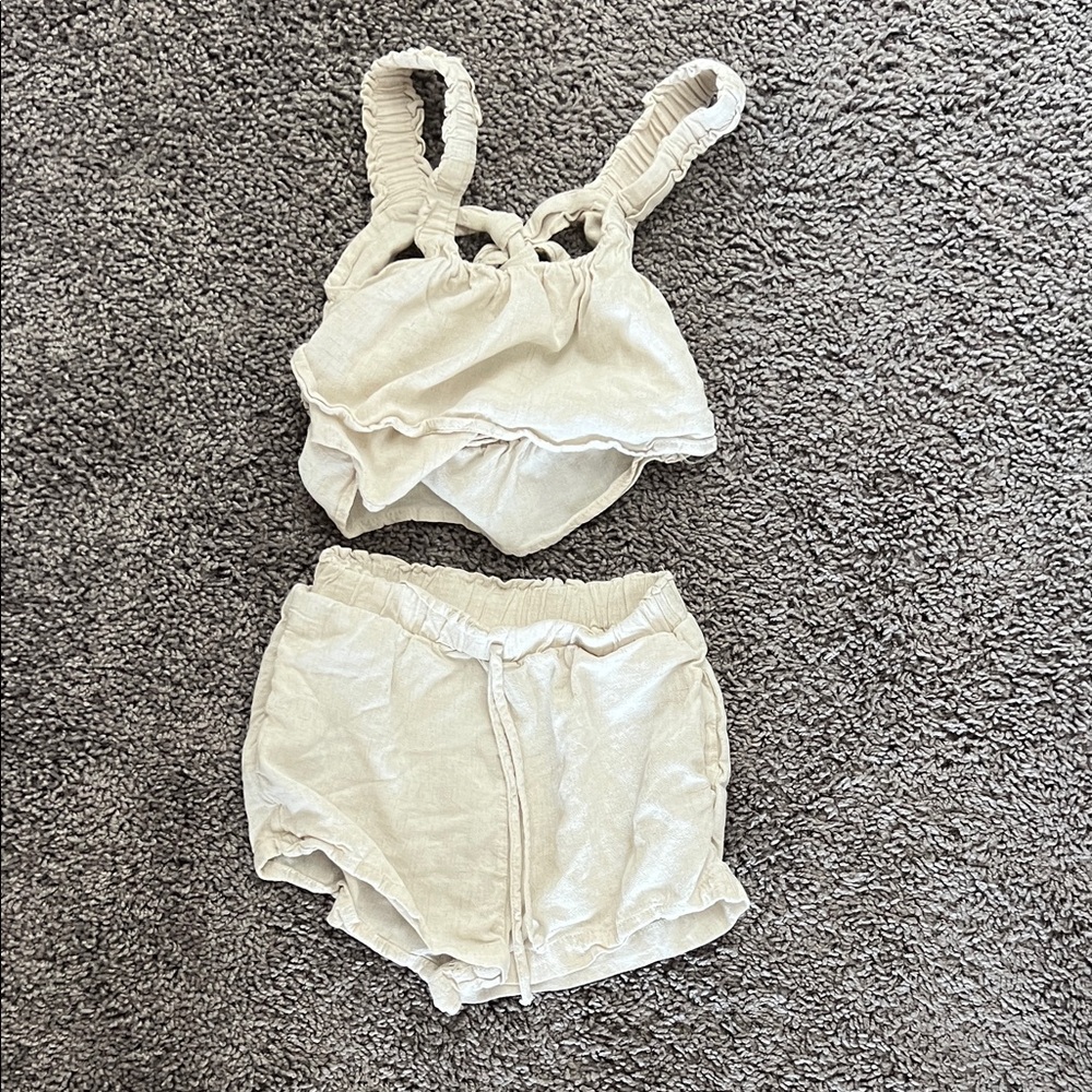 Girls two piece linen outfit